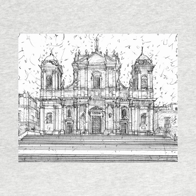 NOTO Cathedral - SICILY - ITALY - pencil portrait by lautir